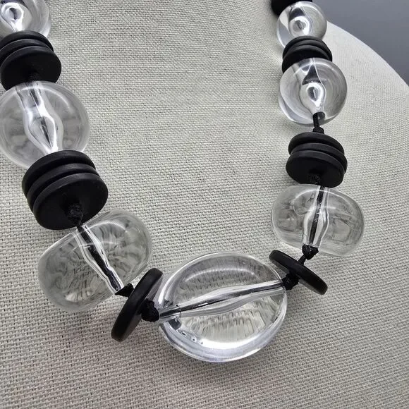 Chico's Black and Clear Statement Necklace - Picture 2 of 5